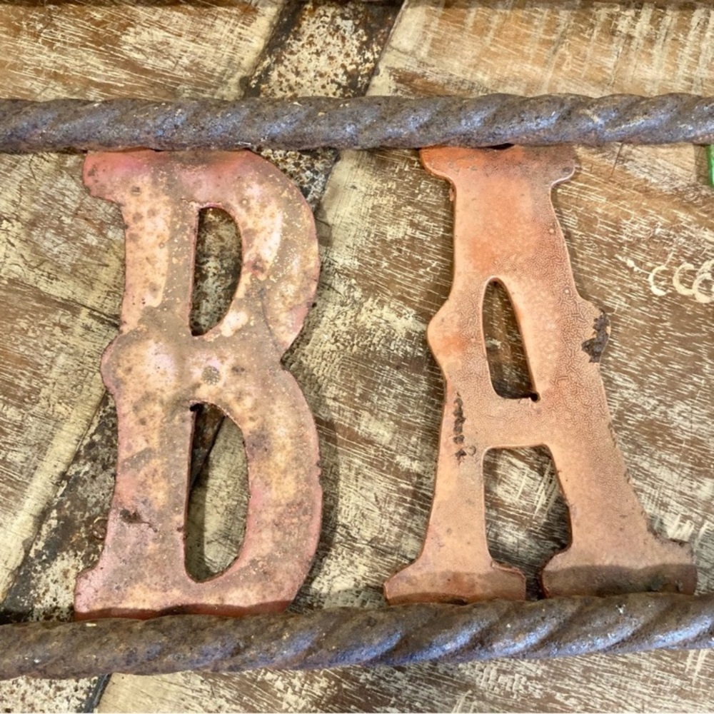 Party Barn Sign Rusty Metal Rebar Western Country Rustic Decor - Picture 12 of 16